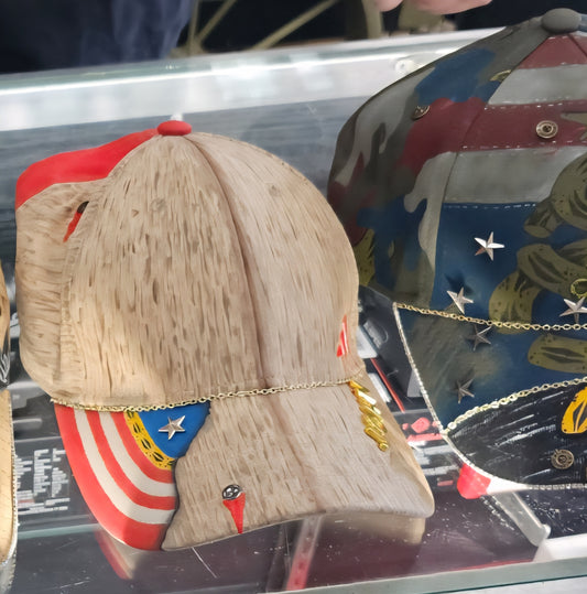 Custom “John 3:16” Patriotic Hat — Hand-Painted Wood Grain Design
