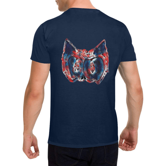 4th of July Apple Cat T shirt BLACK Classic Men's T-shirt (USA Size)